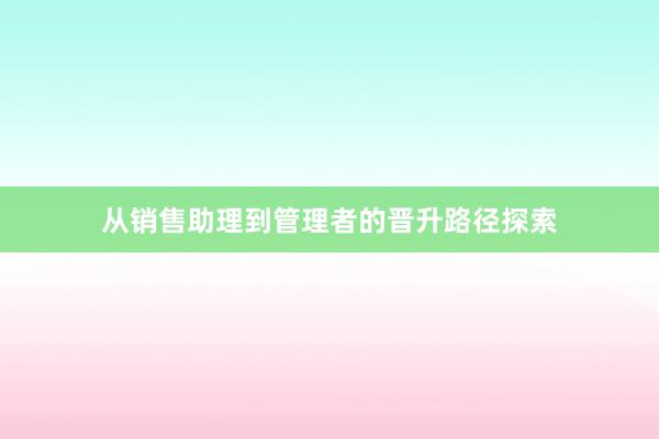 从销售助理到管理者的晋升路径探索